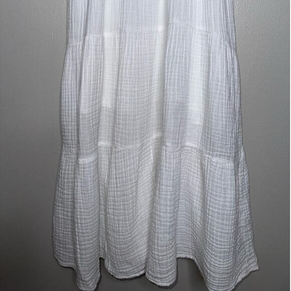 Beachlunchlounge Yuna Cotton Poplin Tank Top V-Neck Midi Dress White Size Small - Picture 5 of 9